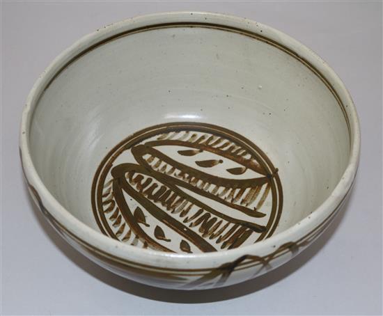 A Winchcombe Pottery bowl attributed to Michael Cardew, dia. 9.75in(-)